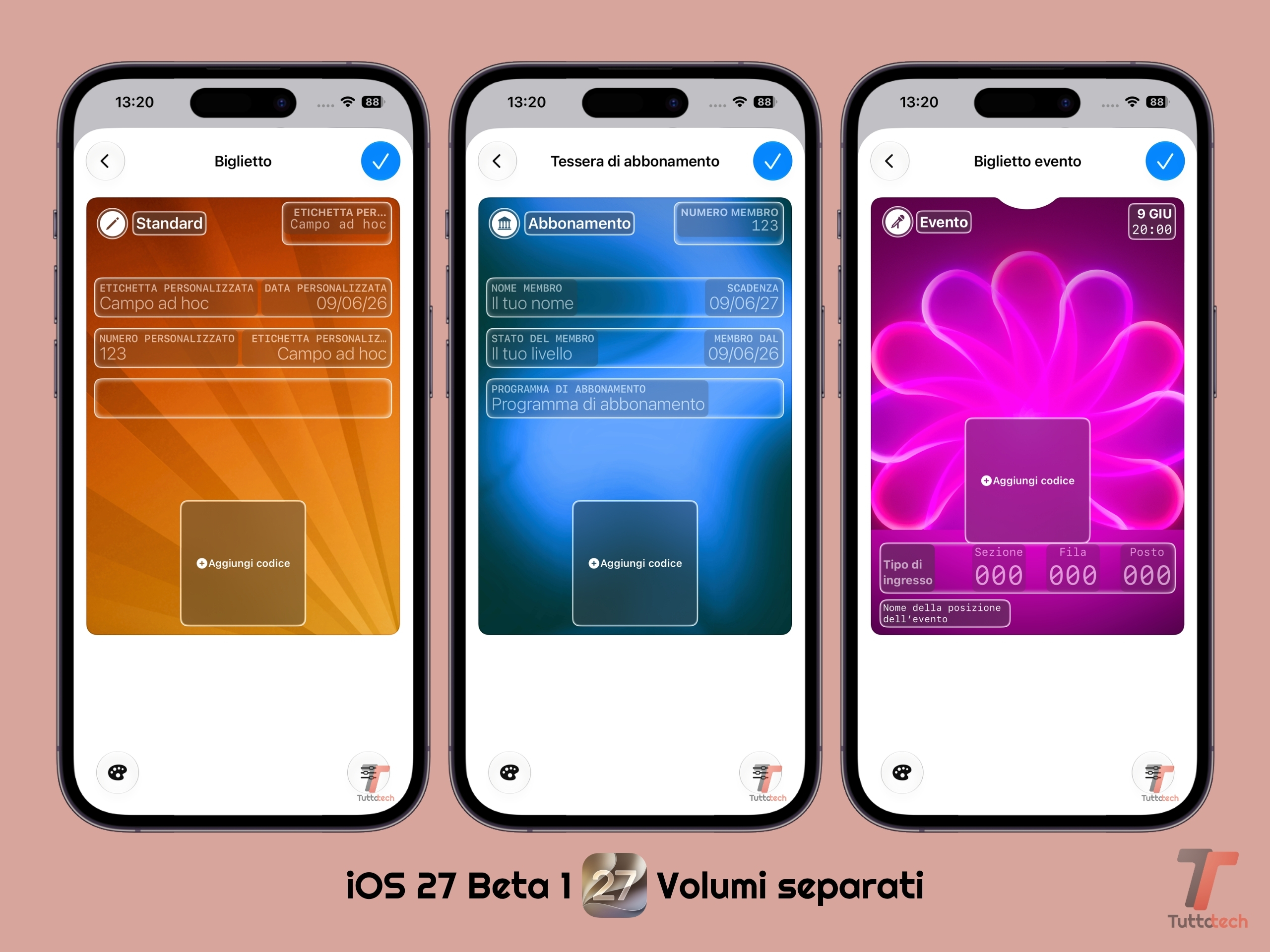 Apple iOS 27 - Beta 1 - Apple Wallet - Crea un biglietto