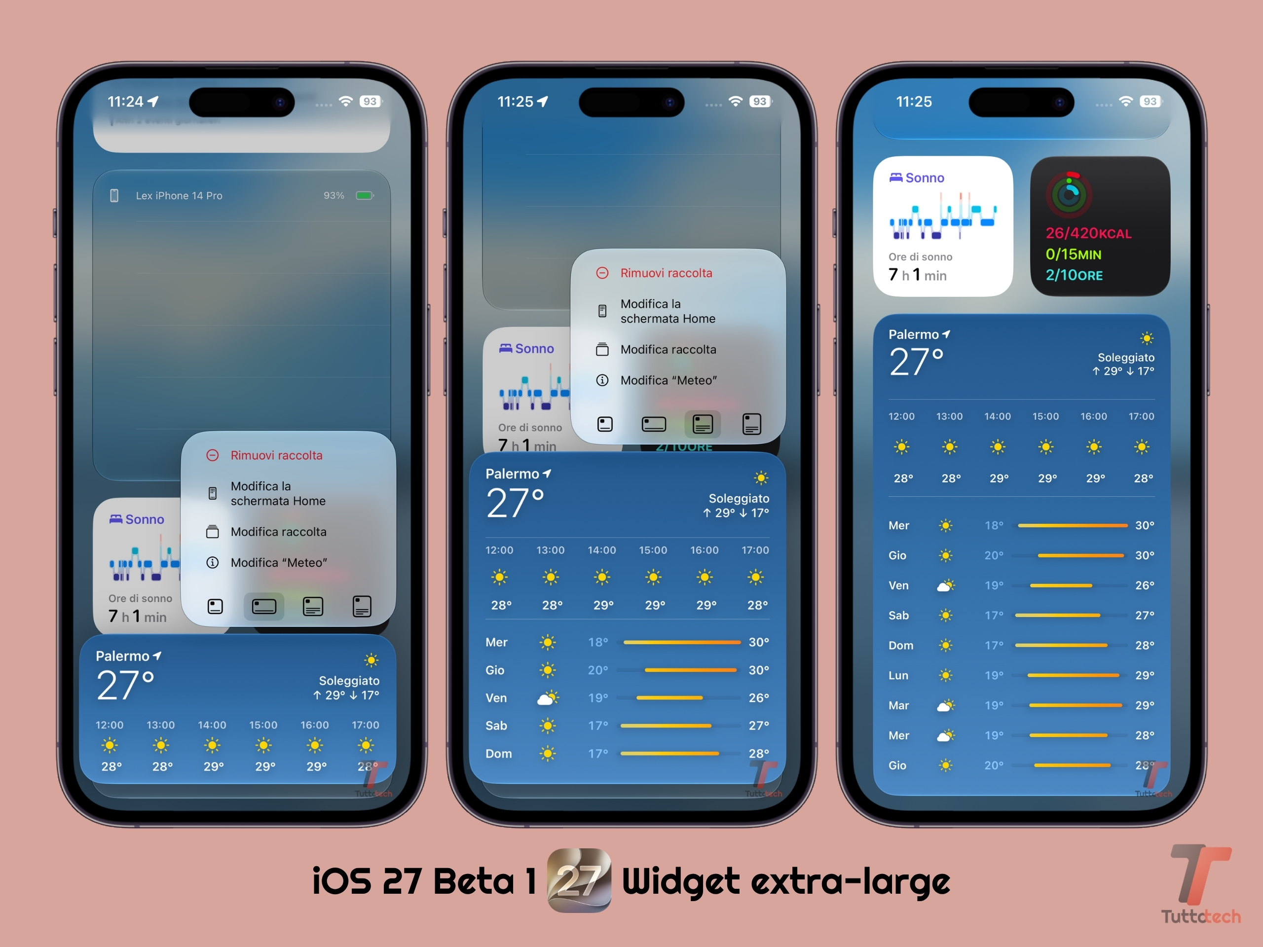 Apple iOS 27 - Beta 1 - Nuovi widget extra-large