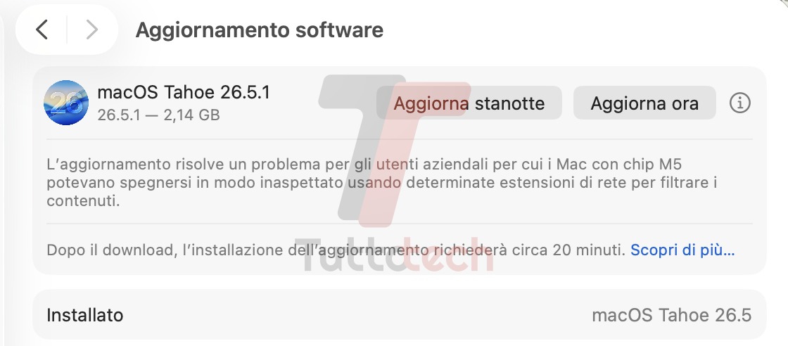 Apple macOS 26.5.1 Tahoe on MacBook Air M1
