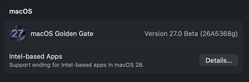 Apple macOS 27 Golden Gate - Impostazioni - icona macOS 27 aaronp613
