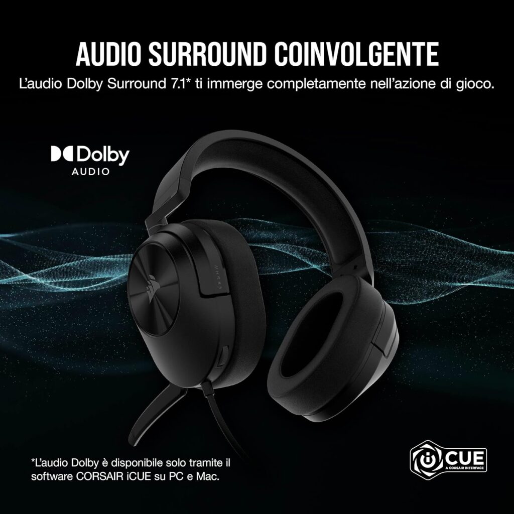 Sconto del 38% su Amazon: Corsair HS55 SURROUND, l'headset universale perfetto a meno di 50€ 1