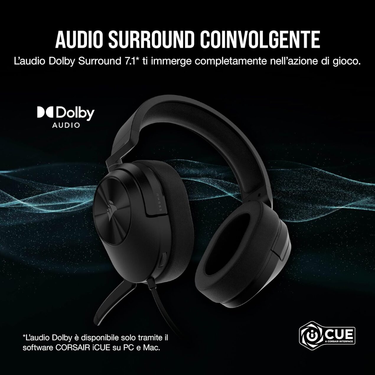 Sconto del 38% su Amazon: Corsair HS55 SURROUND, l'headset universale perfetto a meno di 50€