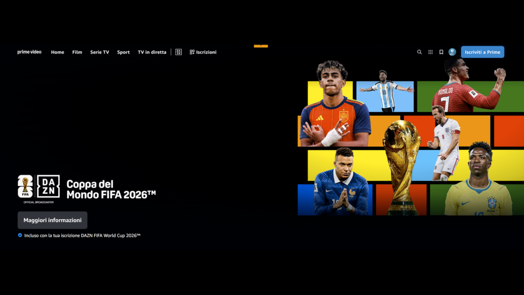 DAZN porta la Coppa del Mondo FIFA 2026 su Amazon Prime Video 1