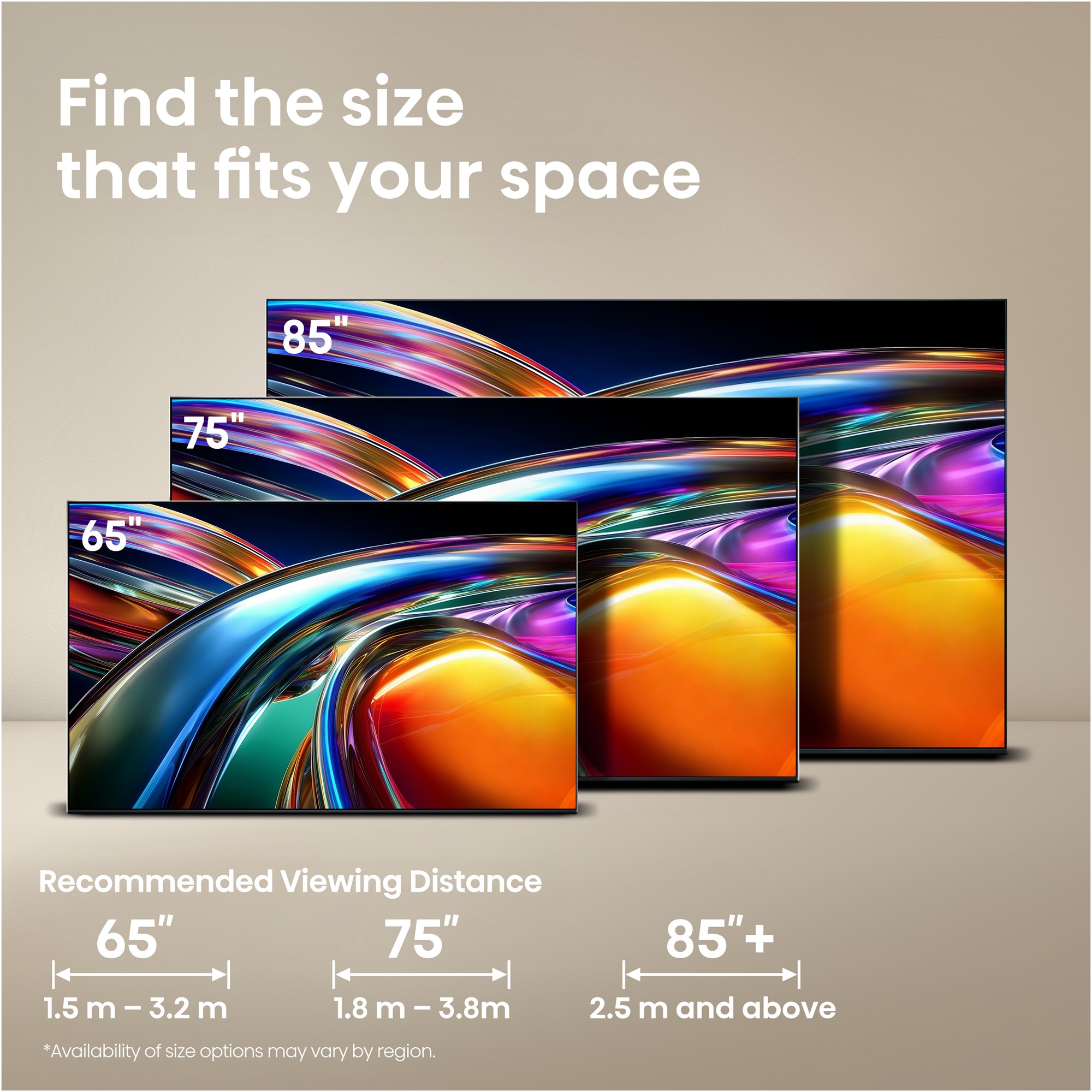 Hisense smart TV RGB Mini LED 2026 - serie UR9 dimensioni