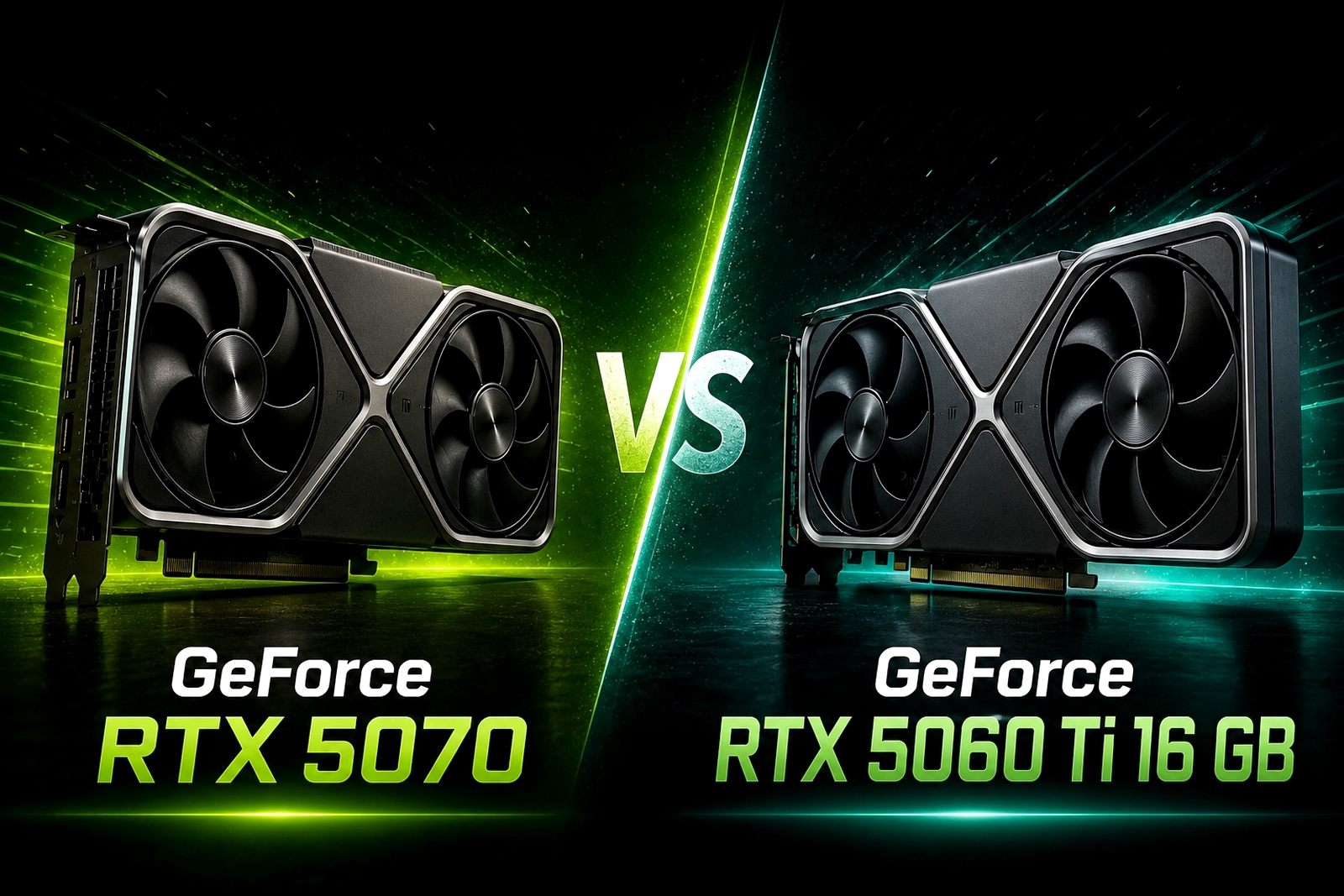 NVIDIA GeForce RTX 5070 vs GeForce RTX 5060 Ti 16 GB copertina