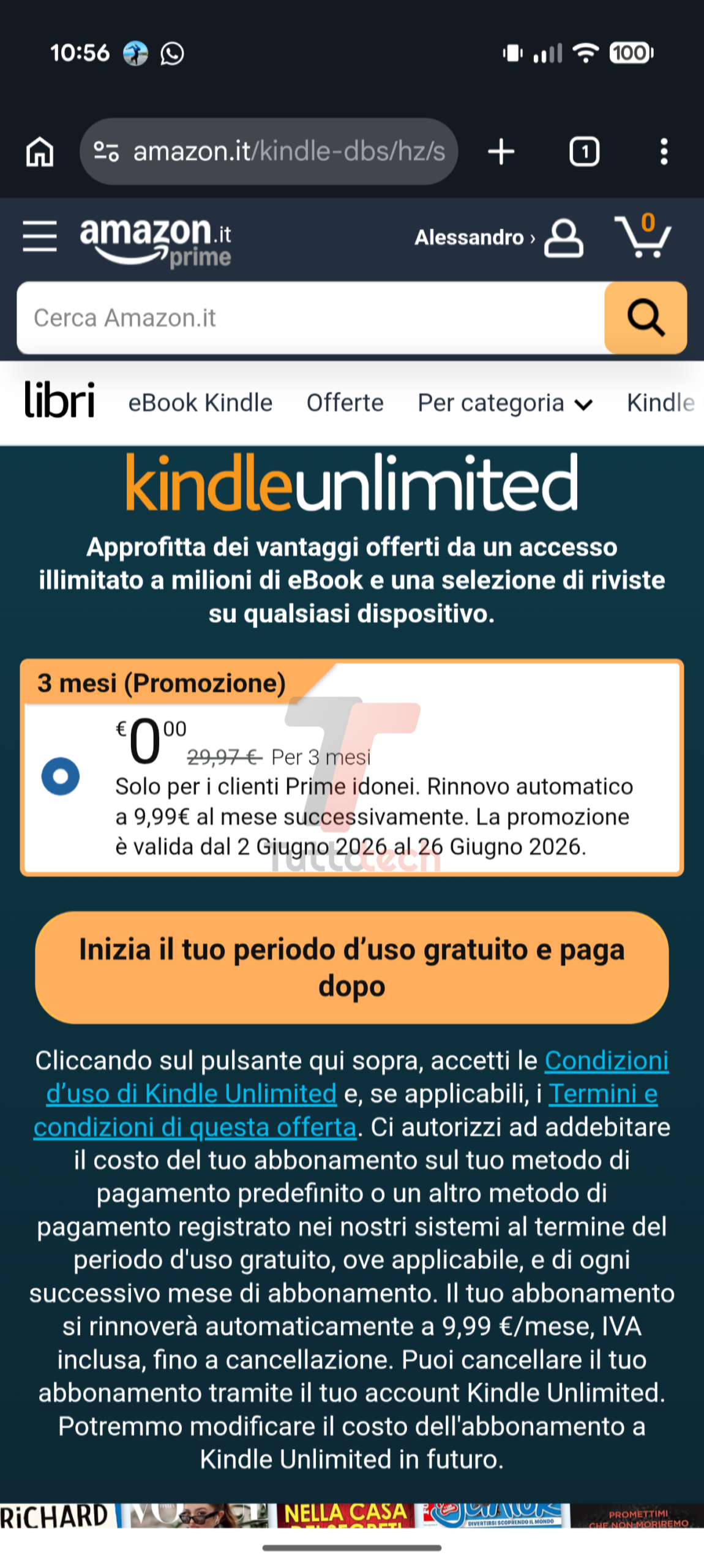 3 mesi gratis di Kindle Unlimited