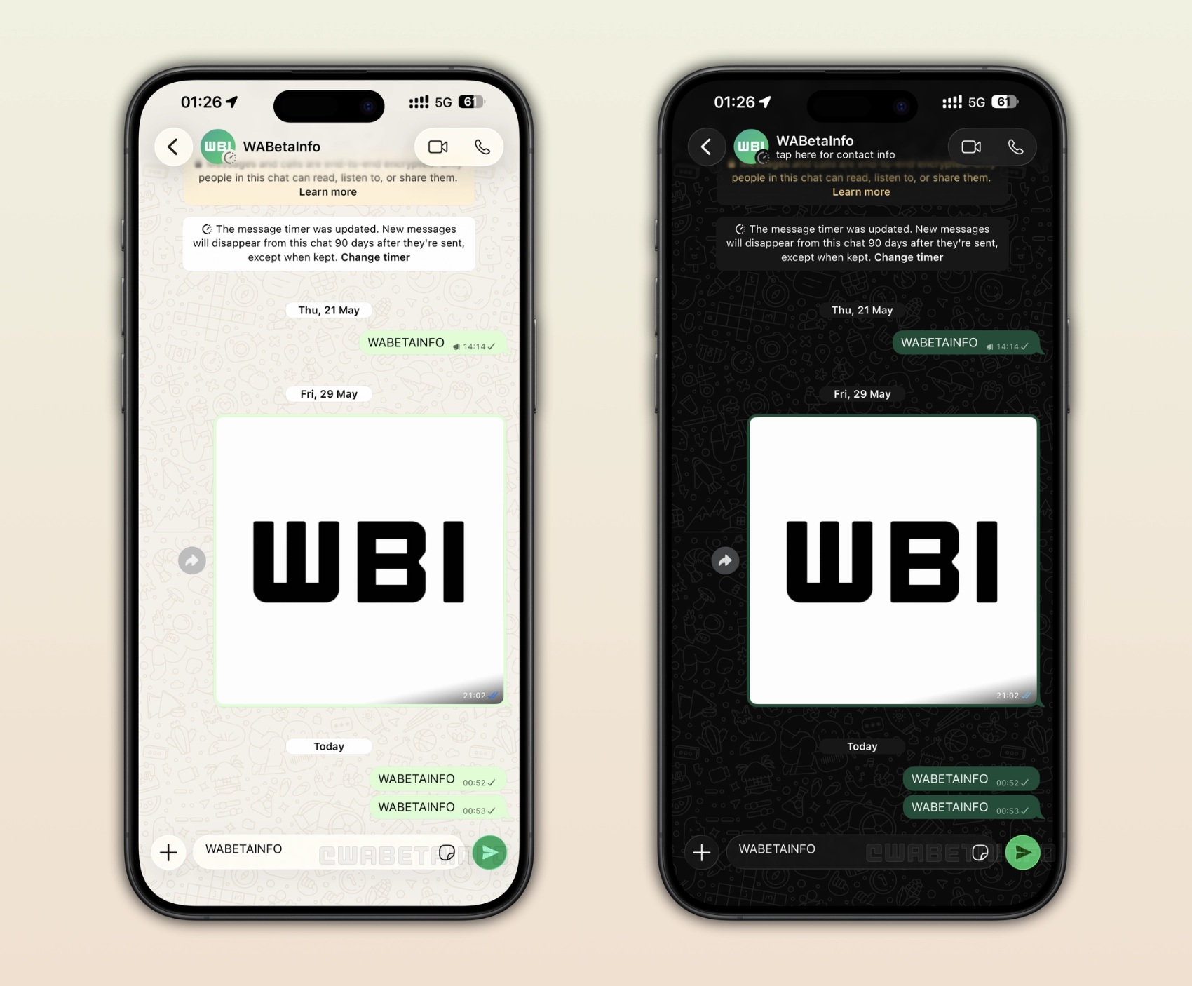WhatsApp Beta per iOS v26.25.10.16 - Interfaccia chat Liquid Glass WBI