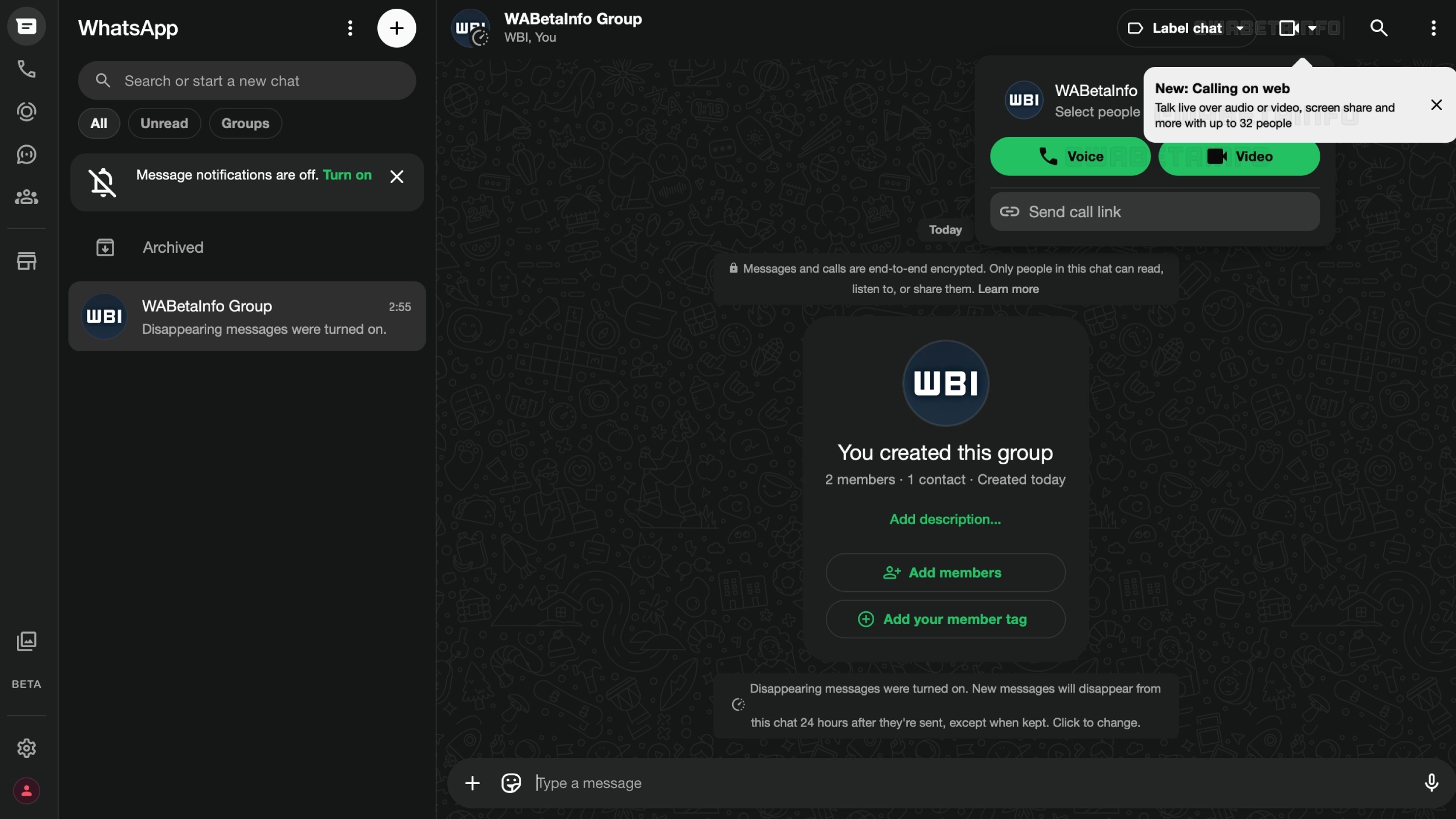 WhatsApp Web chiamate di gruppo