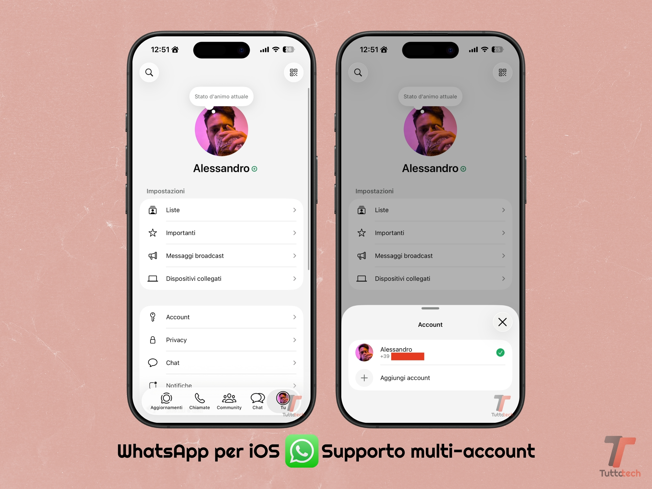 WhatsApp per iOS v2.26.21.74 - Supporto multi-account