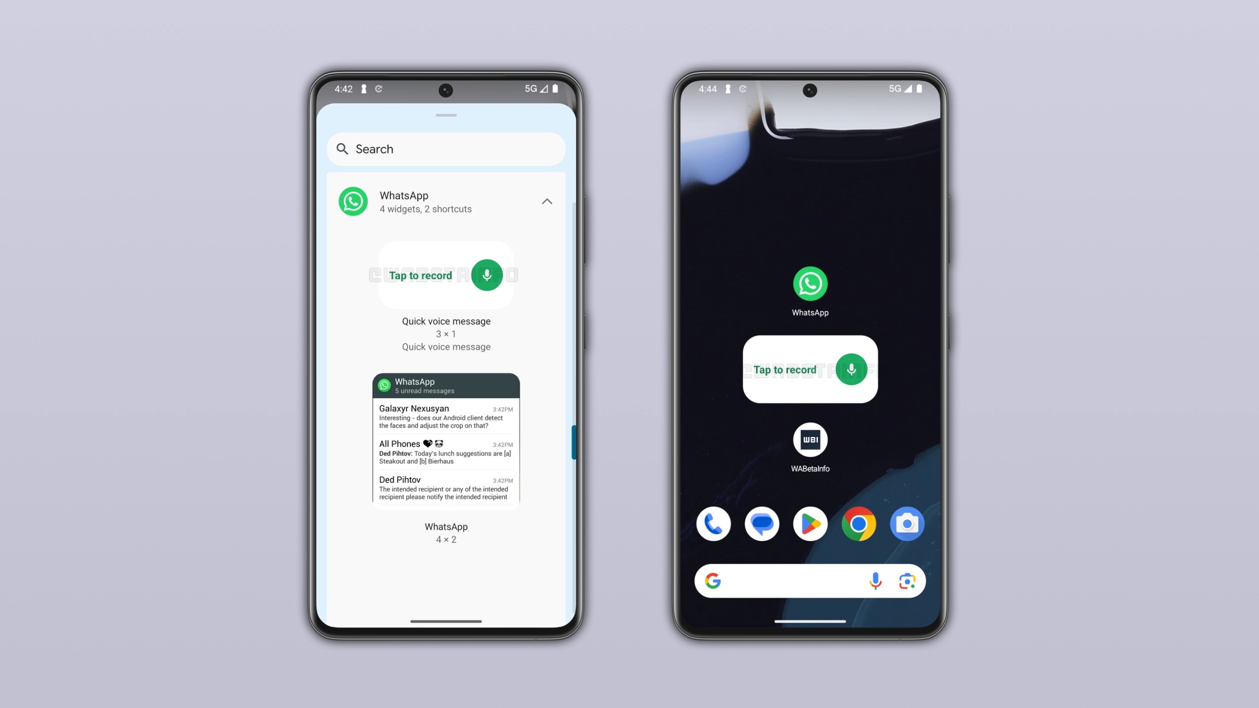 WhatsApp widget invio messaggi vocali