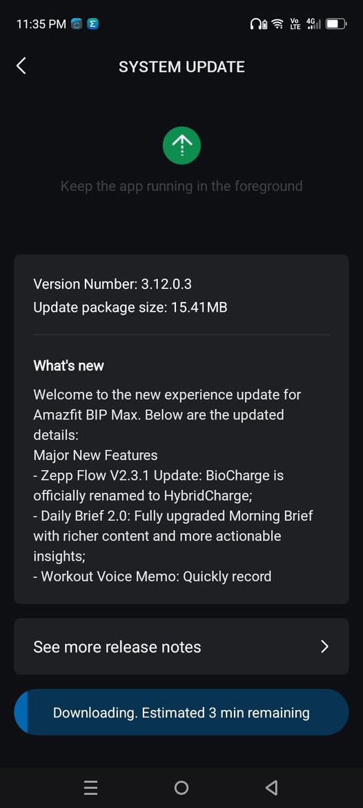 Amazfit Bip Max - changelog v3.12.0.3 via Facebook