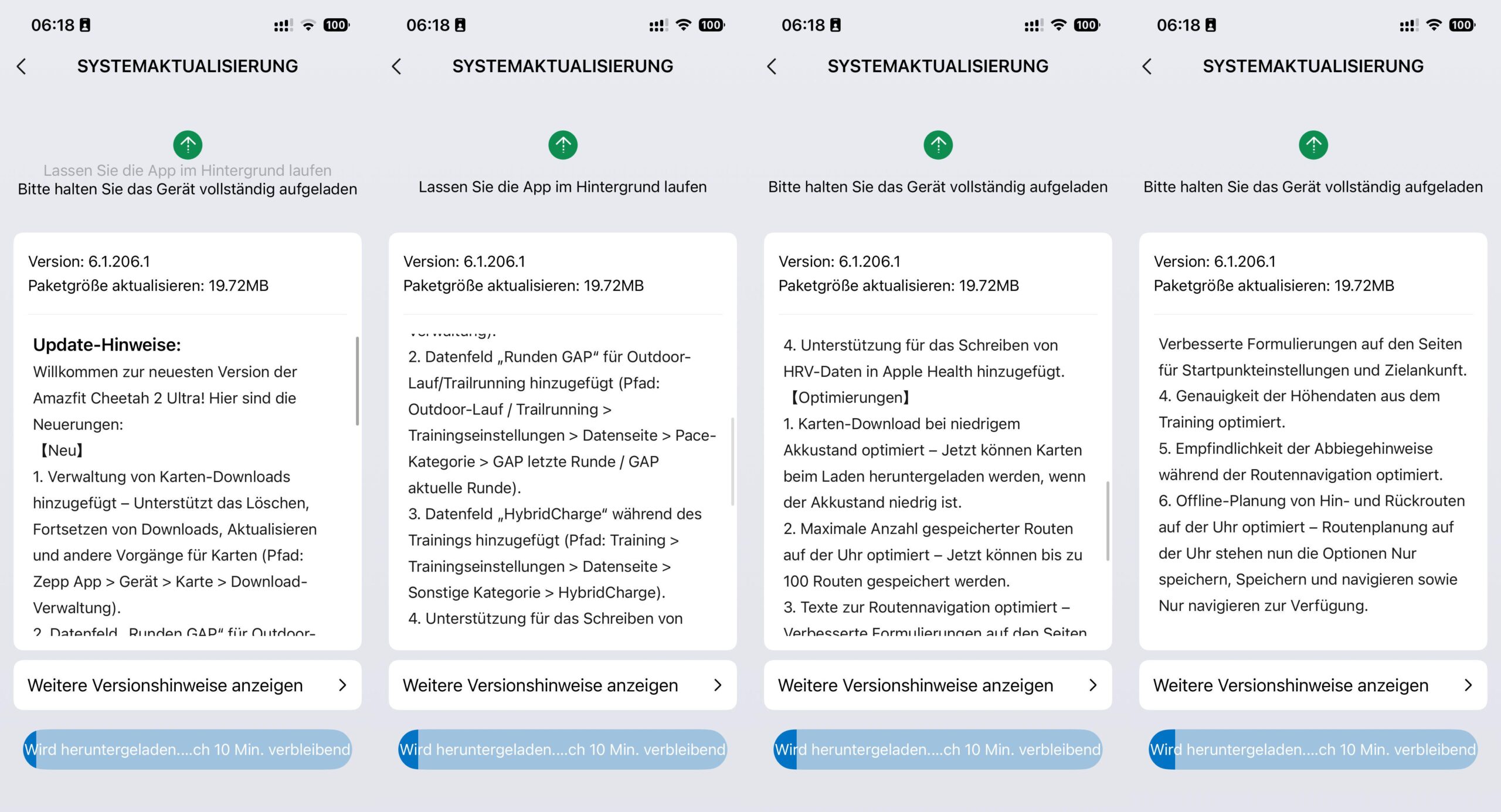 Amazfit Cheetah 2 Ultra - changelog v6.1.206.1 via Reddit