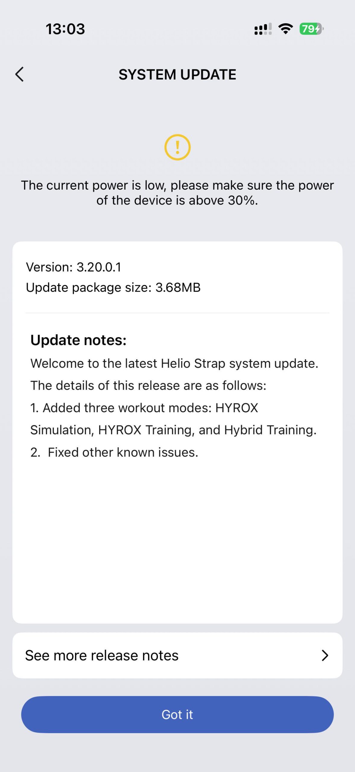 Amazfit Helio Strap - aggiornamento v3.20.0.1 changelog