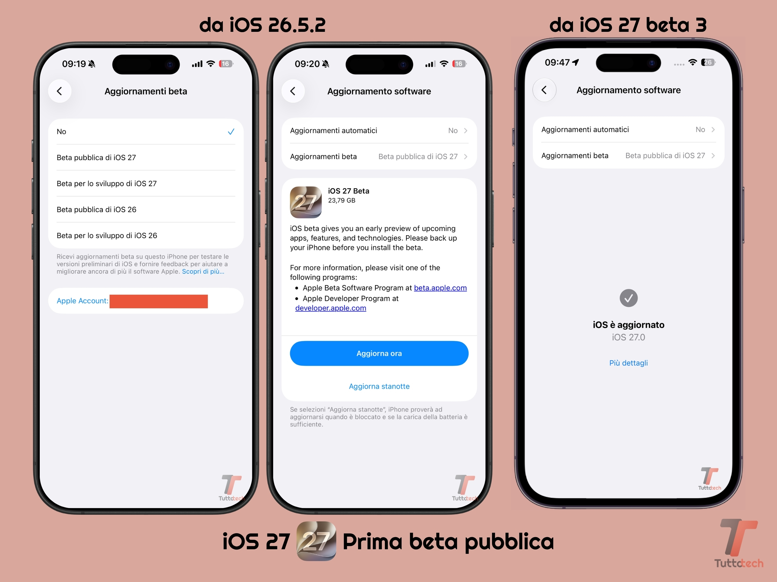 Apple iOS 27 - Prima beta pubblica