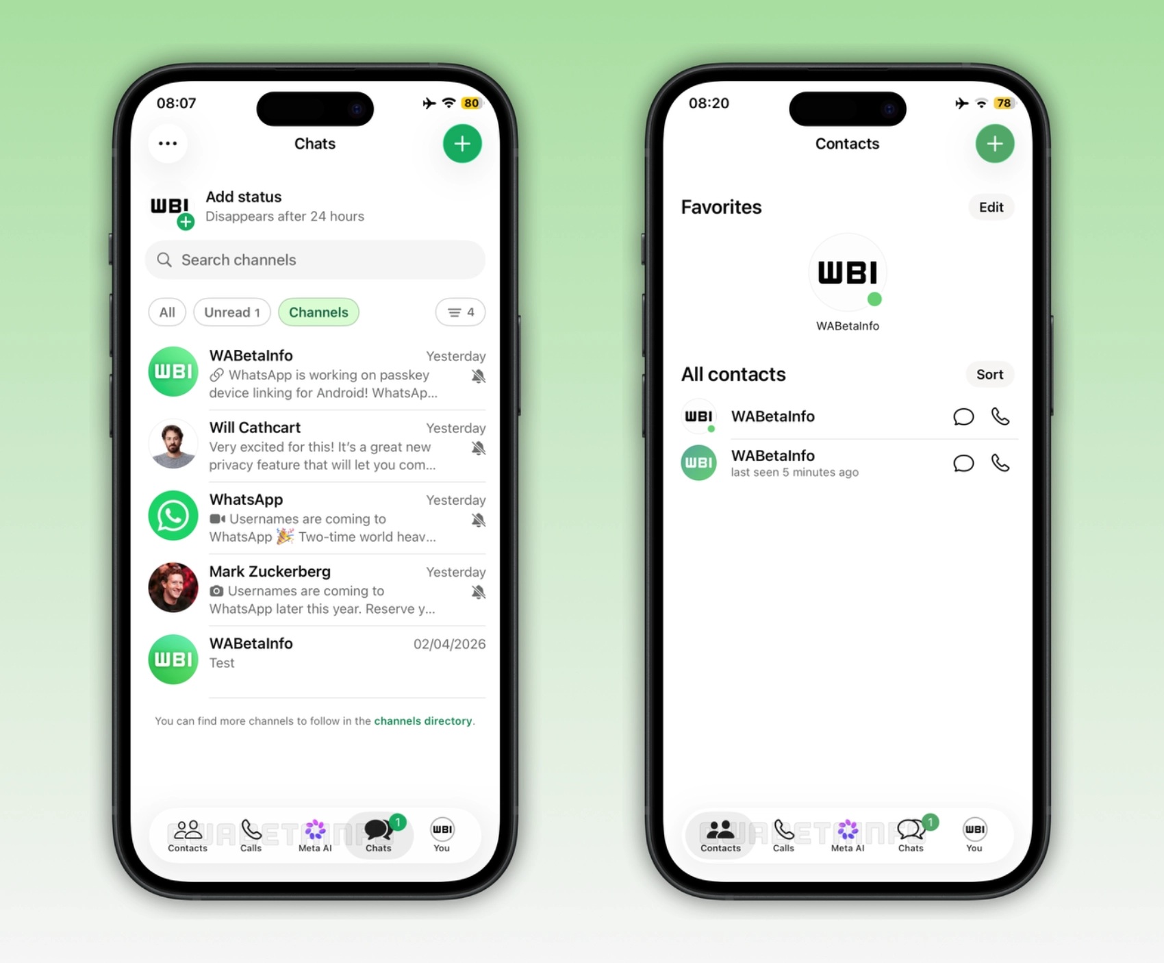 WhatsApp Beta per iOS v26.26.10.16 - Scheda Contatti WBI