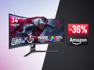 Questo monitor ultrawide 34" curvo da gaming crolla a 191€ su Amazon: 180Hz e UWQHD con 109€ di sconto 4