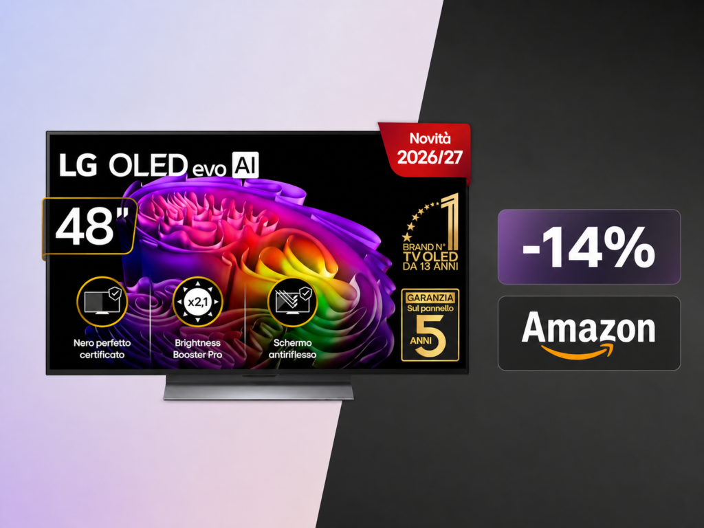 LG OLED evo G6S da 48" crolla a 1549€ su Amazon: 250€ di sconto sul miglior TV OLED del 2026 1