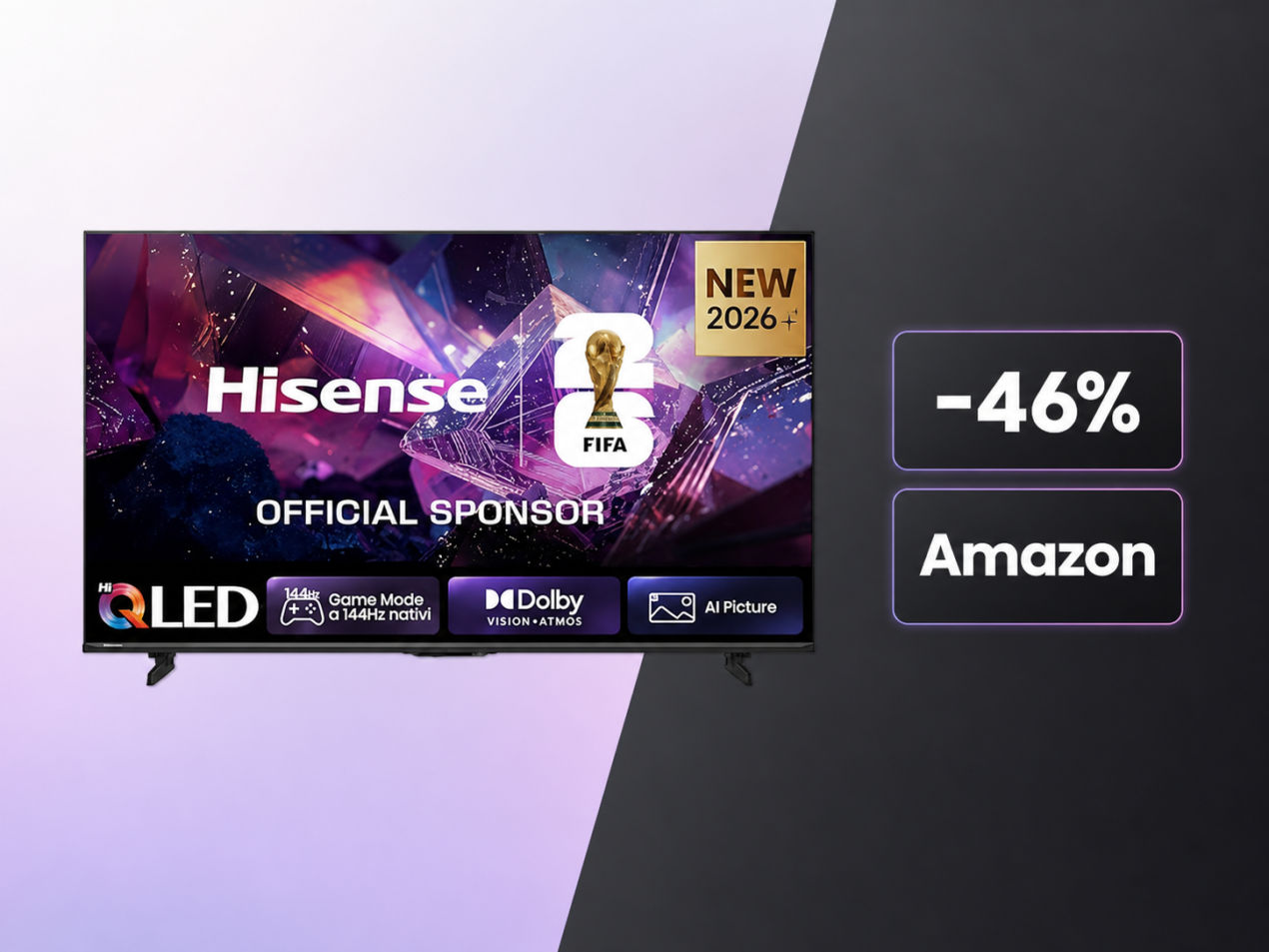 TV QLED 85 pollici al minimo storico: Hisense 85E7S PRO crolla a 758€ su Amazon (-46%)