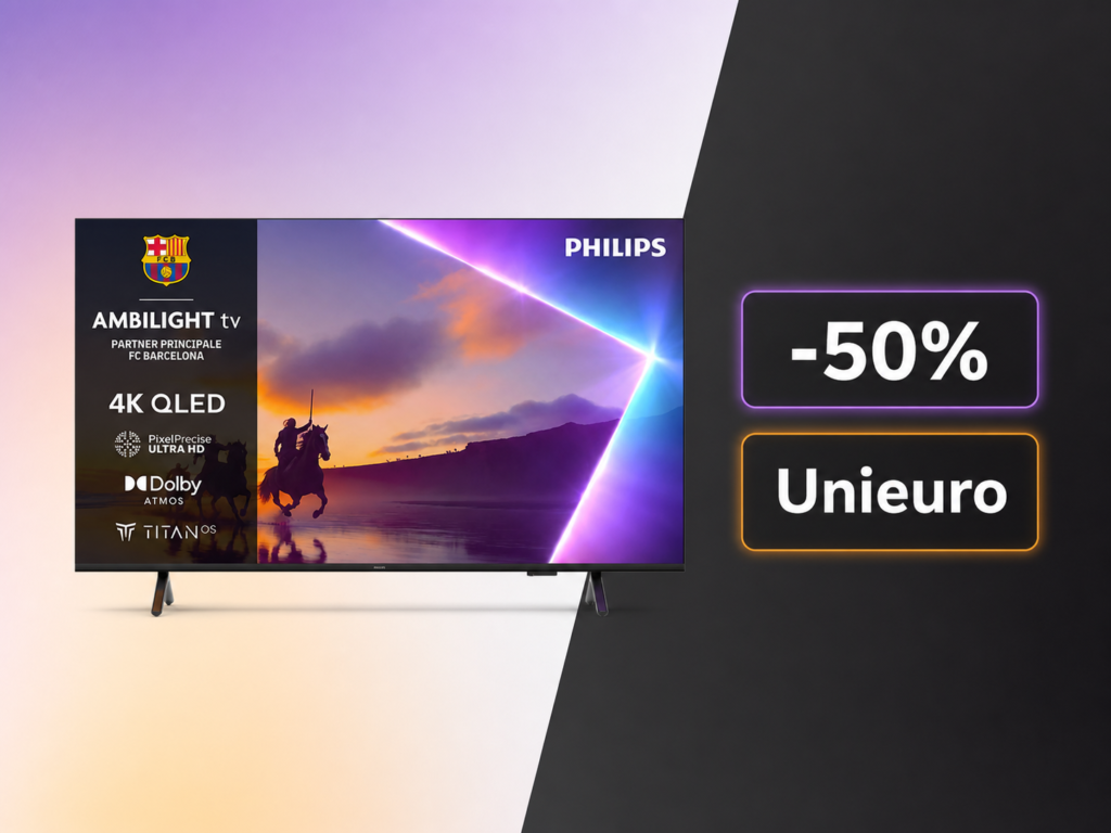 Philips TV a 599€ su Unieuro: 75 pollici QLED con Ambilight a metà prezzo 1