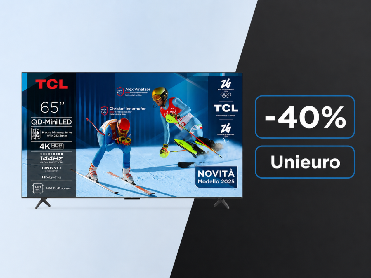 TCL 65C6K a 599€: il TV QD-Mini LED da 65 pollici con 144 Hz crolla del 40% su Unieuro