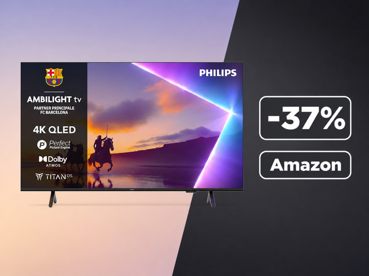 Philips QLED 75 pollici con Ambilight crolla a 814€ su Amazon: è il prezzo più basso di sempre