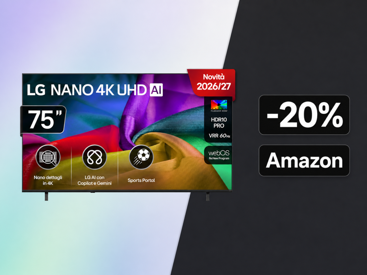 LG 75NU8E0B3LA a 799€: il TV NanoCell 4K con AI Gen9 che costa 200€ in meno su Amazon