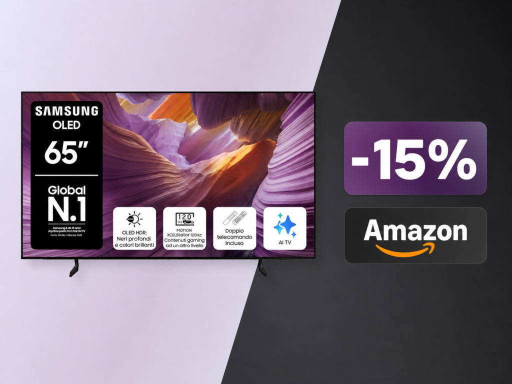 Samsung OLED 65'' con uno sconto di oltre 1000€ su Amazon: TV 4K con AI che dura 7 anni 1