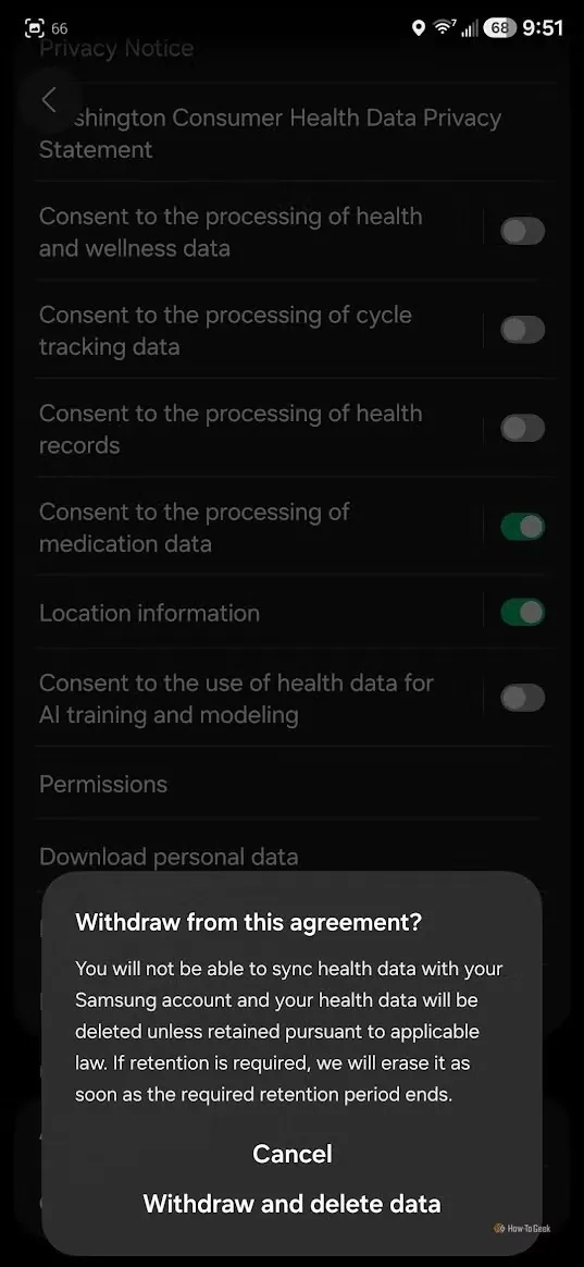 Samsung Health potrebbe obbligarvi a condividere i vostri dati per l'addestramento IA 2