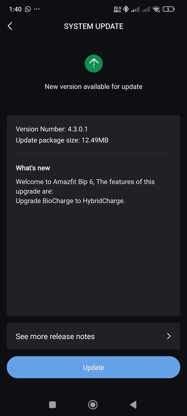 Amazfit Bip 6 - changelog v4.3.0.1