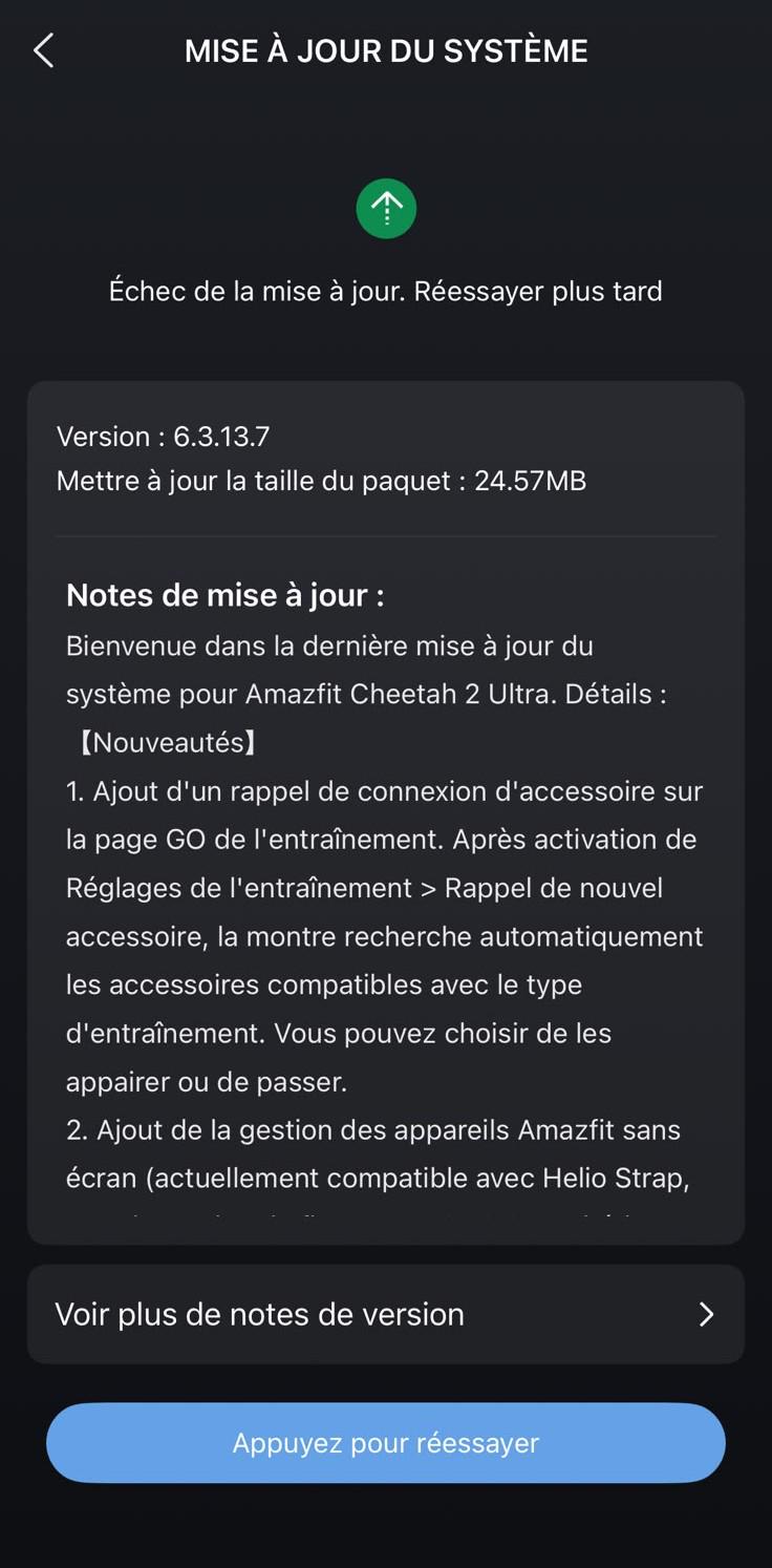 Amazfit Cheetah 2 Ultra - changelog v6.3.13.7 via Reddit