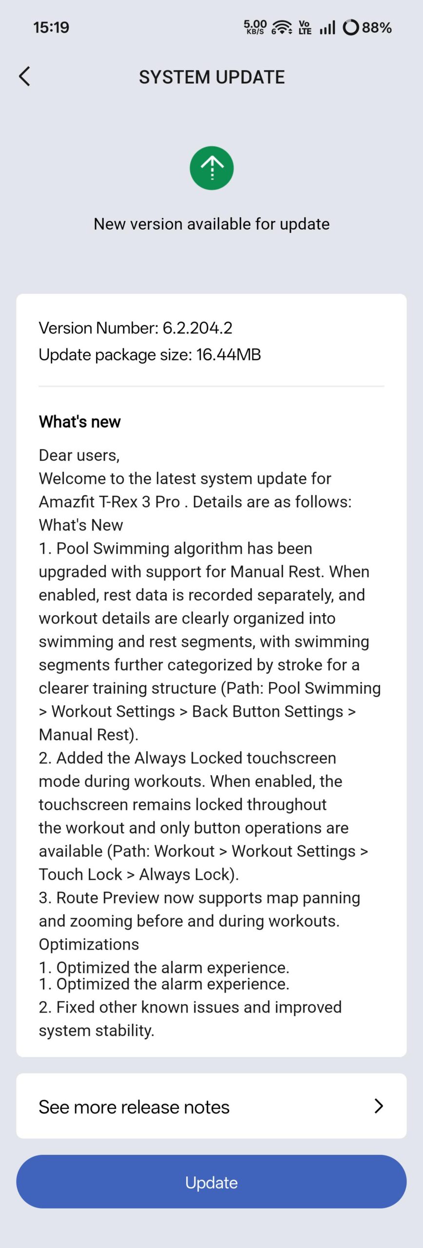 Amazfit T-Rex 3 Pro - changelog v6.2.204.2