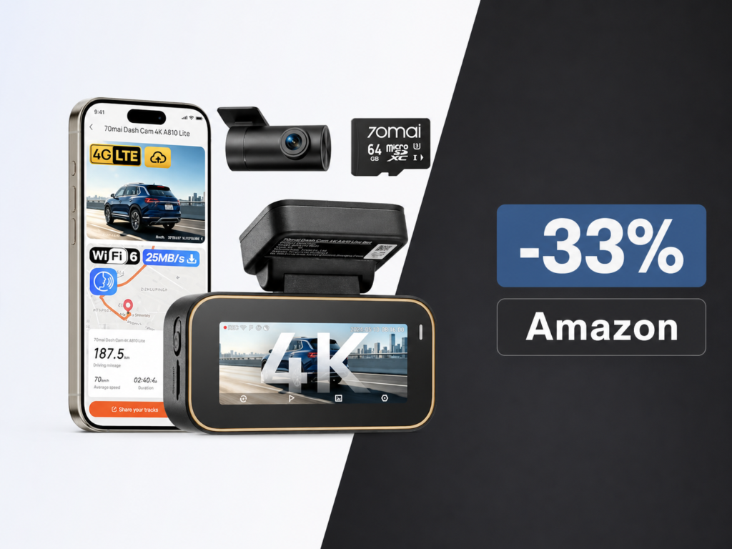 70mai A810 Lite al minimo storico: dash cam 4K con GPS e telecamera posteriore inclusa a meno di 100€ 1