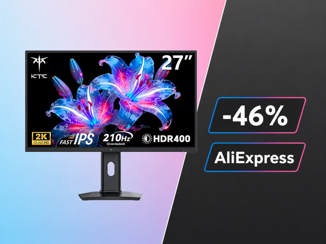 Monitor KTC QHD 200Hz a meno di 100€ su AliExpress: prezzo bomba