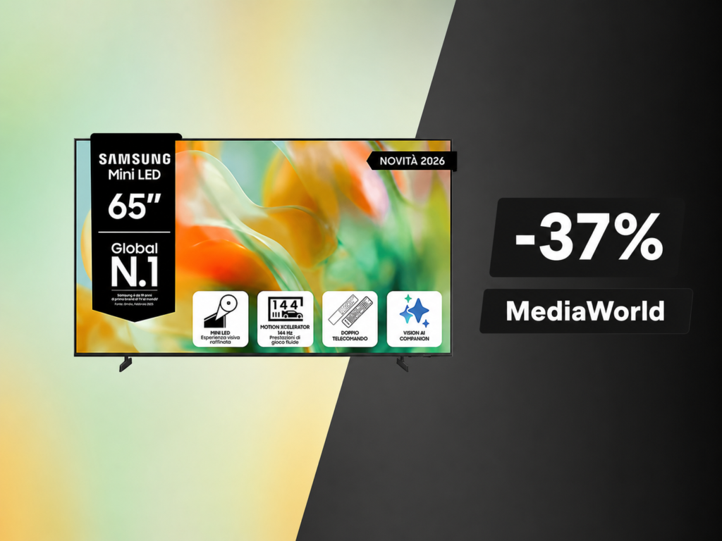 Samsung Mini LED 65" a 568€ su MediaWorld, sconto del 37% 1