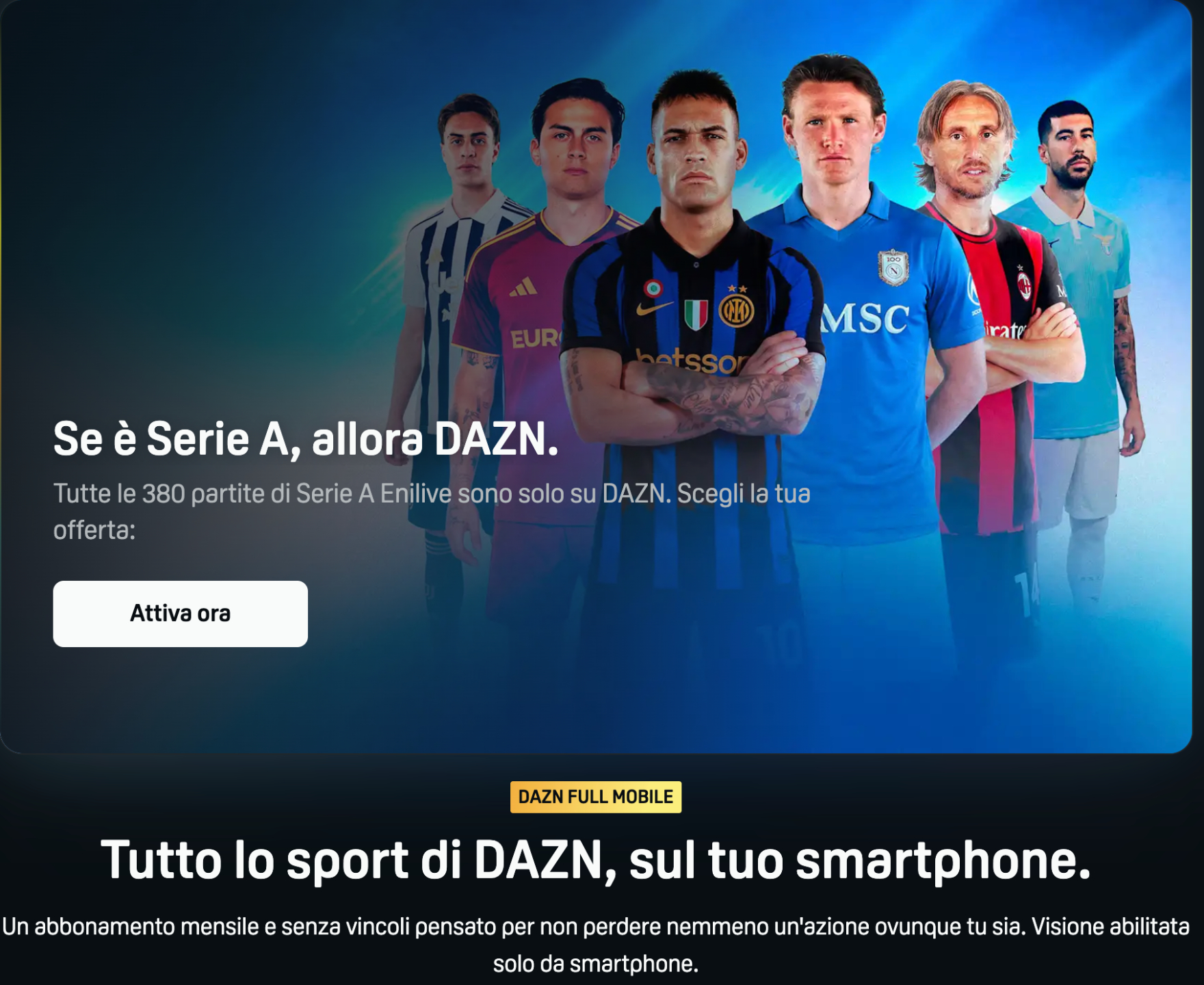 DAZN Full Mobile: la Serie A nello smartphone di tutti a 19,99 euro al mese 1
