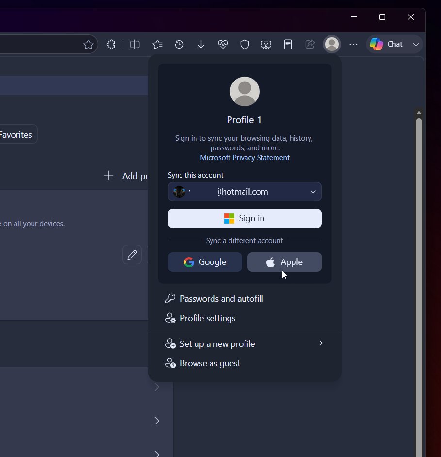 Microsoft Edge prepara l’accesso con l’account Apple su Windows e macOS 2
