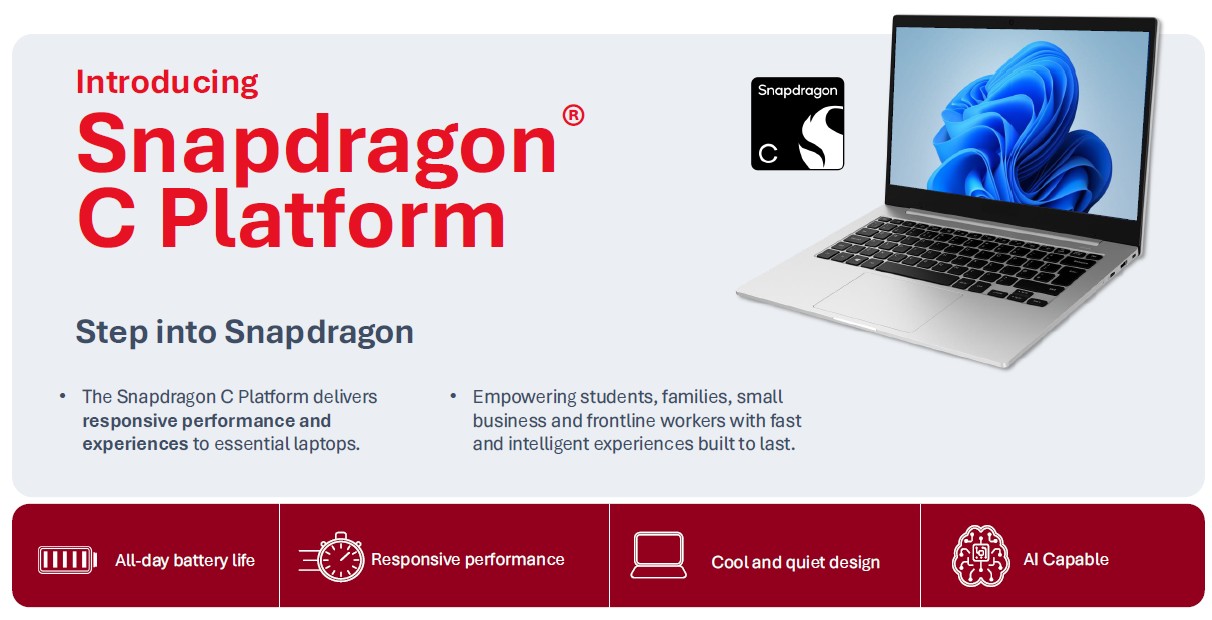 Qualcomm porta Snapdragon C sui laptop economici: più autonomia e prestazioni con l'AI 1