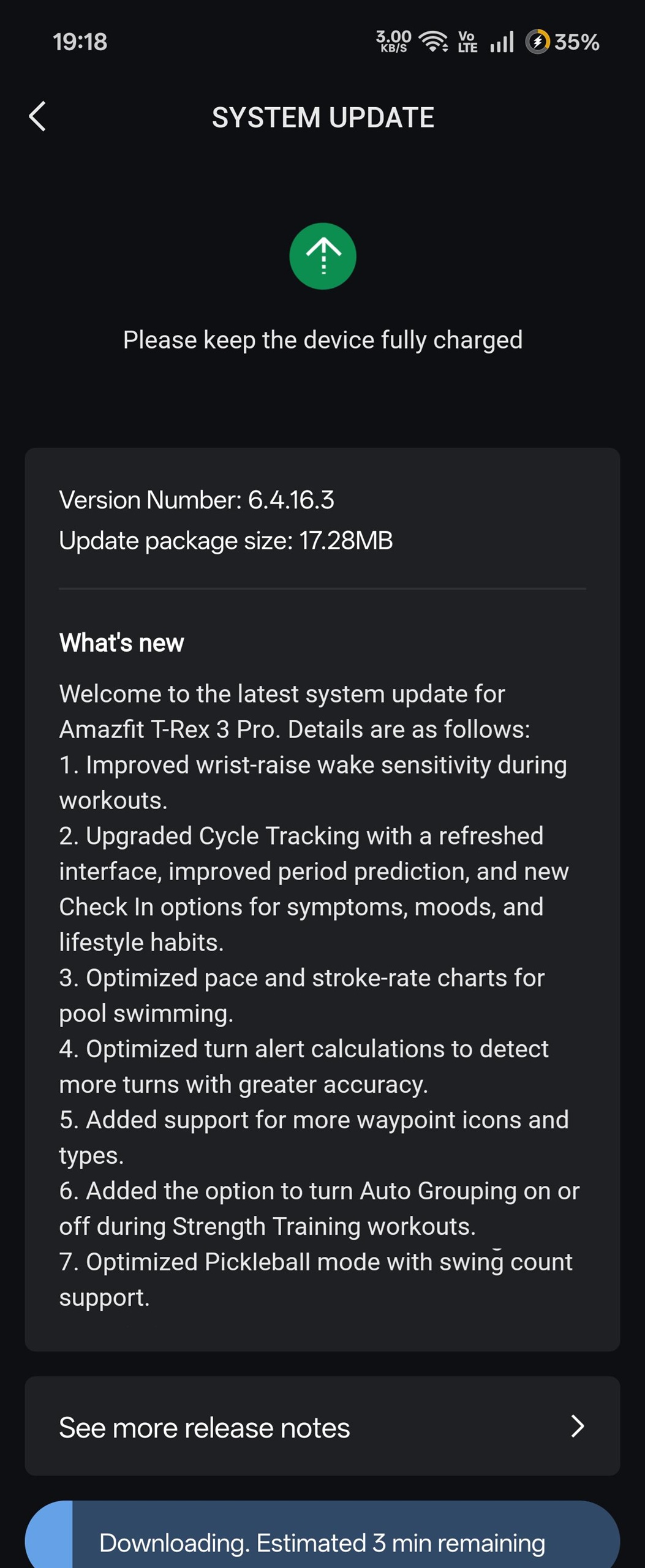 Amazfit T-Rex 3 Pro - changelog v6.4.16.3 via Reddit