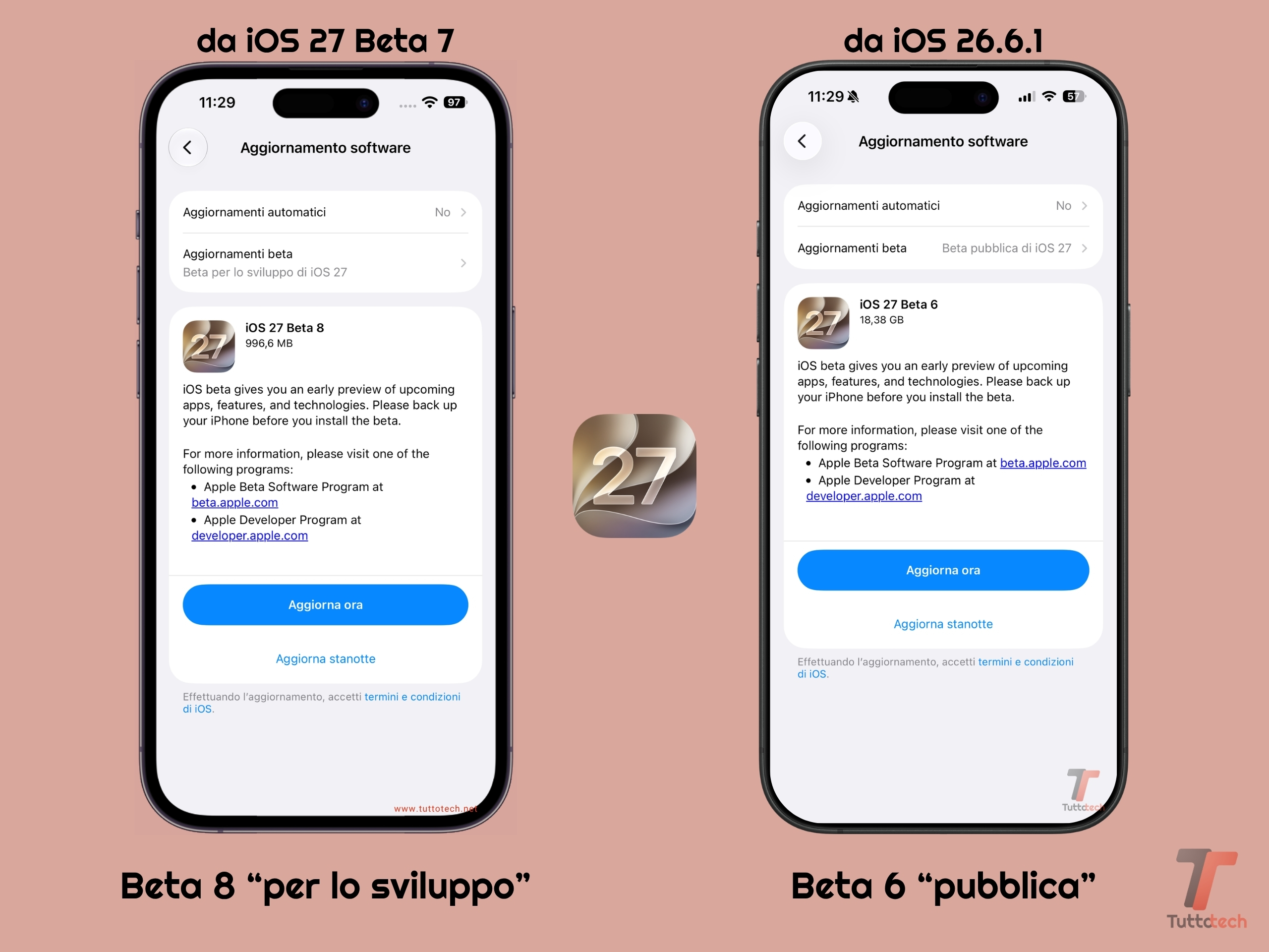 Apple iOS 27 - Beta 8 per lo sviluppo - Beta 6 pubblica