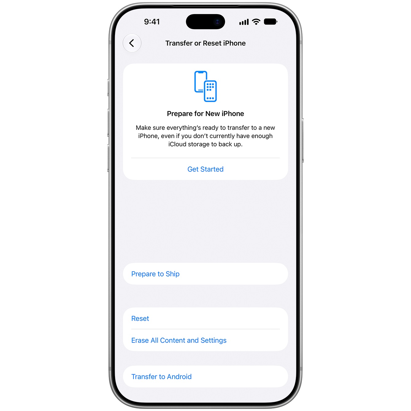 Apple iOS 27 - Trasferisci o inizializza iPhone con "Preparazione per la spedizione" di iPhone 18 Pro Max