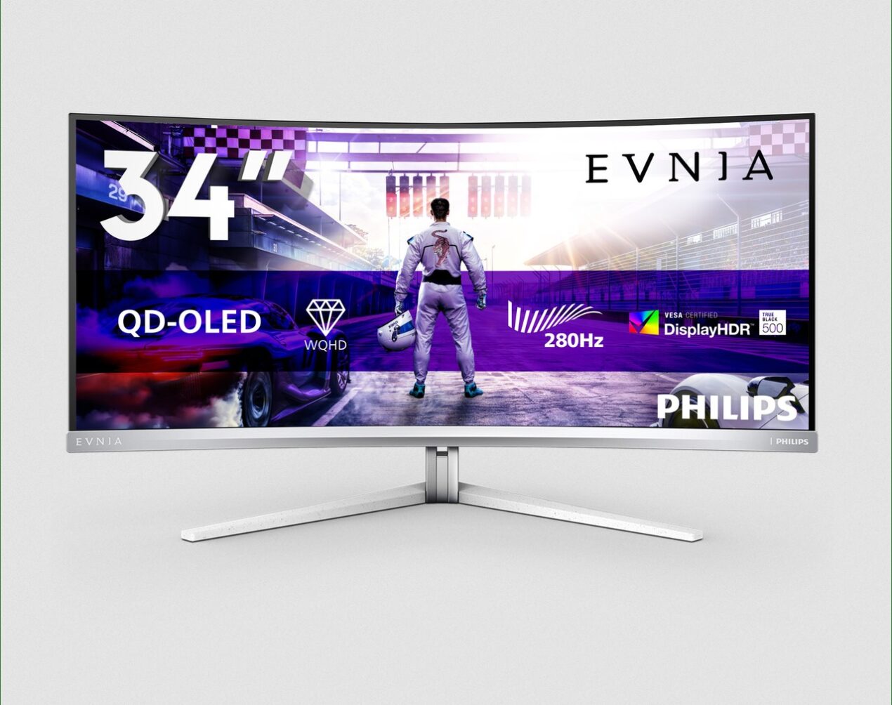 Philips Evnia 34M2C8600P: QD-OLED a 280 Hz e USB-C da 90 W per il gaming ultrawide