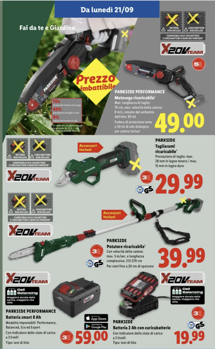 Volantino Lidl, da lunedì 21 settembre tornano le offerte Parkside per giardino e fai da te 2