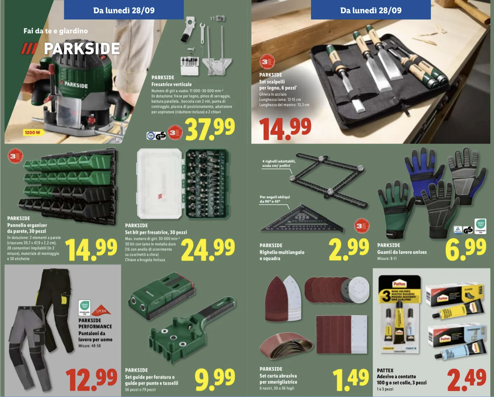 Volantino Lidl, la seconda ondata Parkside per il fai da te parte lunedì 28 settembre 2