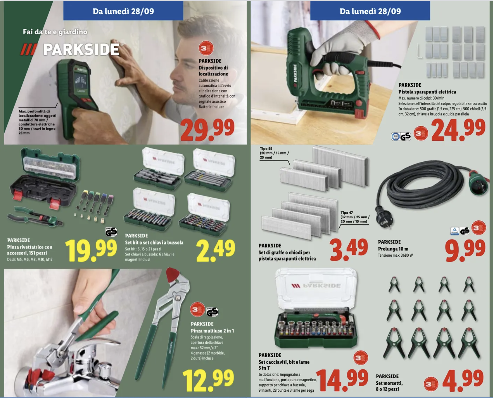 Volantino Lidl, la seconda ondata Parkside per il fai da te parte lunedì 28 settembre 1