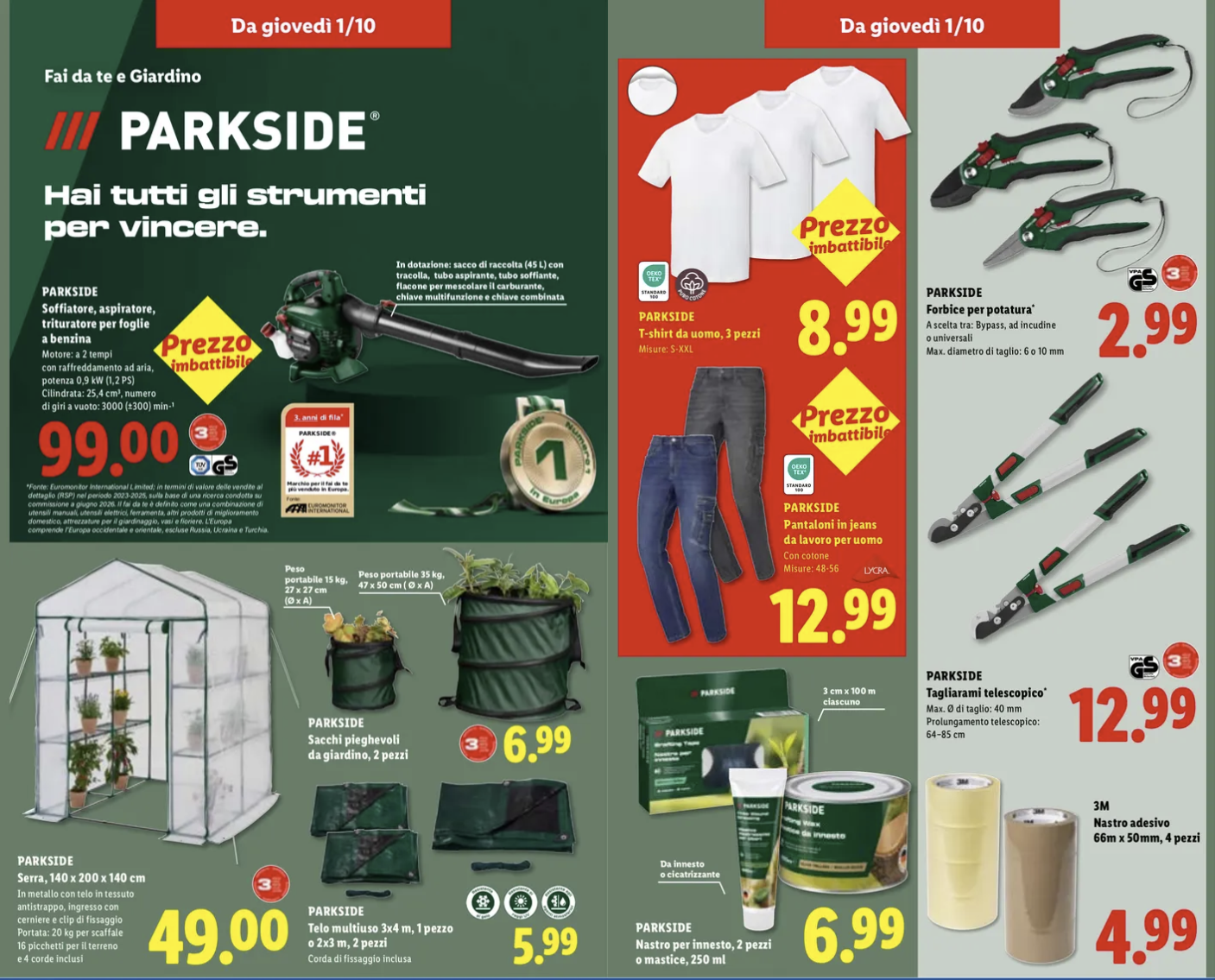 Volantino Lidl, da giovedì 1° ottobre tornano le offerte Parkside 3