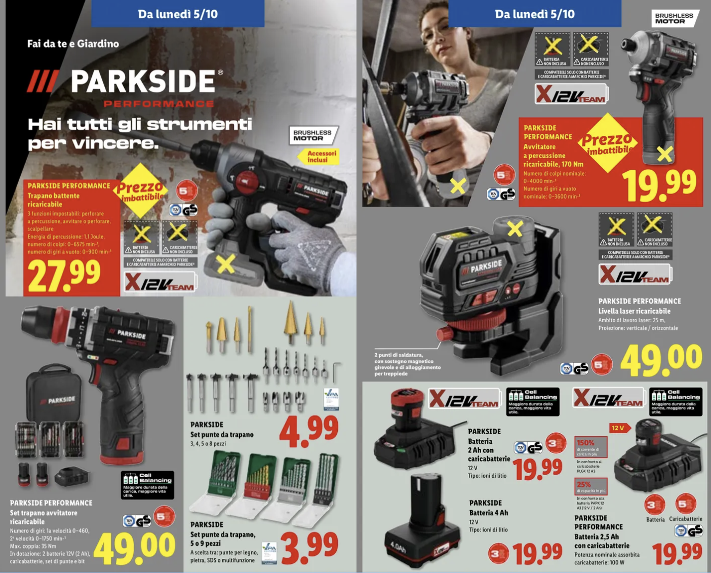 Volantino Lidl, da giovedì 1° ottobre tornano le offerte Parkside 2