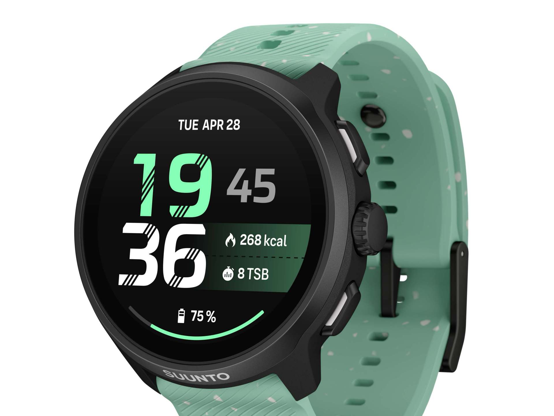 Suunto Run 2 Aloe Green ATH 6 Perspective quarter right Main watchface Aloe Green