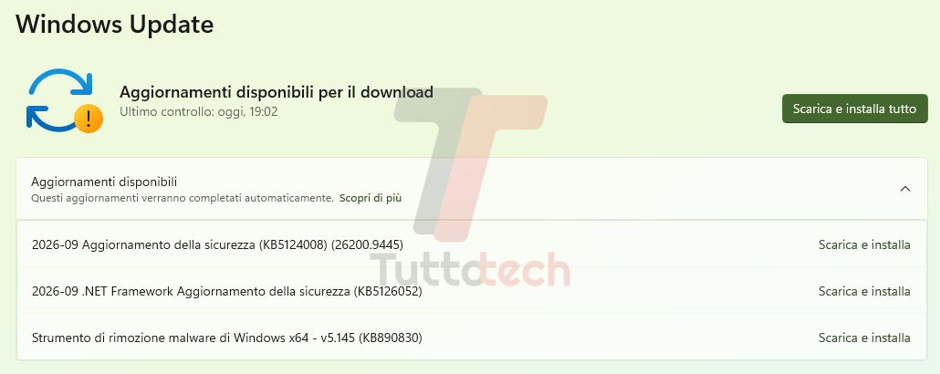 Windows 11 25H2 - Patch Tuesday - settembre 2026