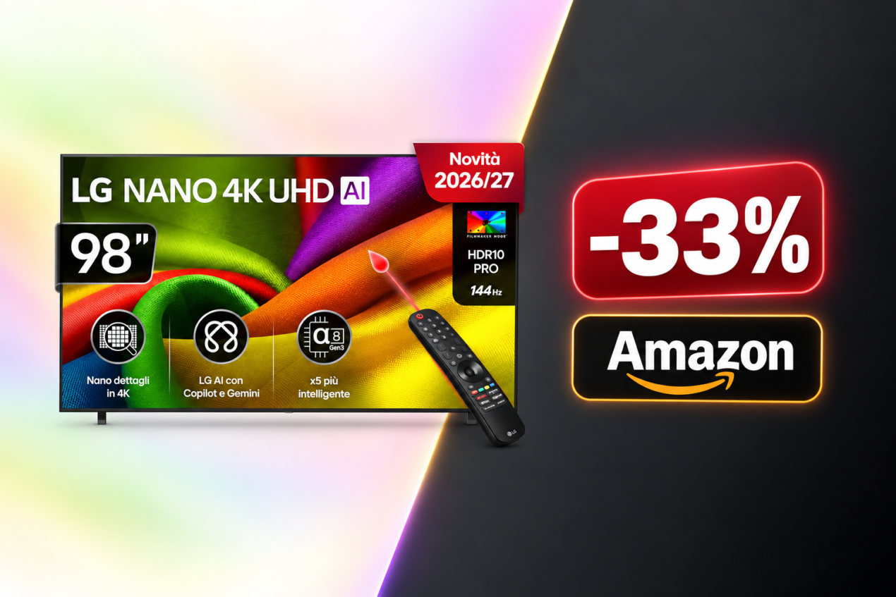 LG NANO AI UHD 98 pollici scende a 1.474€ su Amazon, sconto di 725€