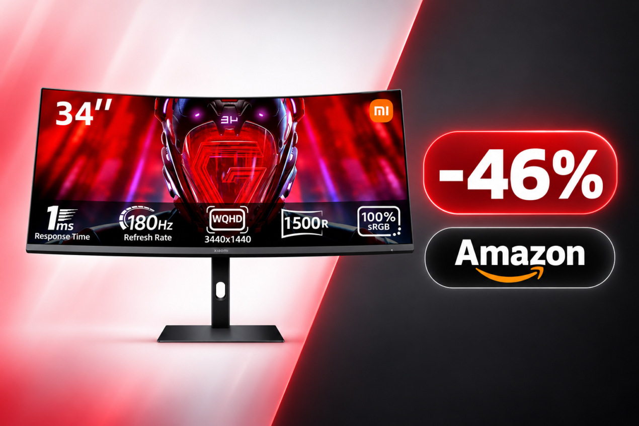 Monitor ultrawide Xiaomi G34i da 34 pollici a 178€ su Amazon, sconto del 46%